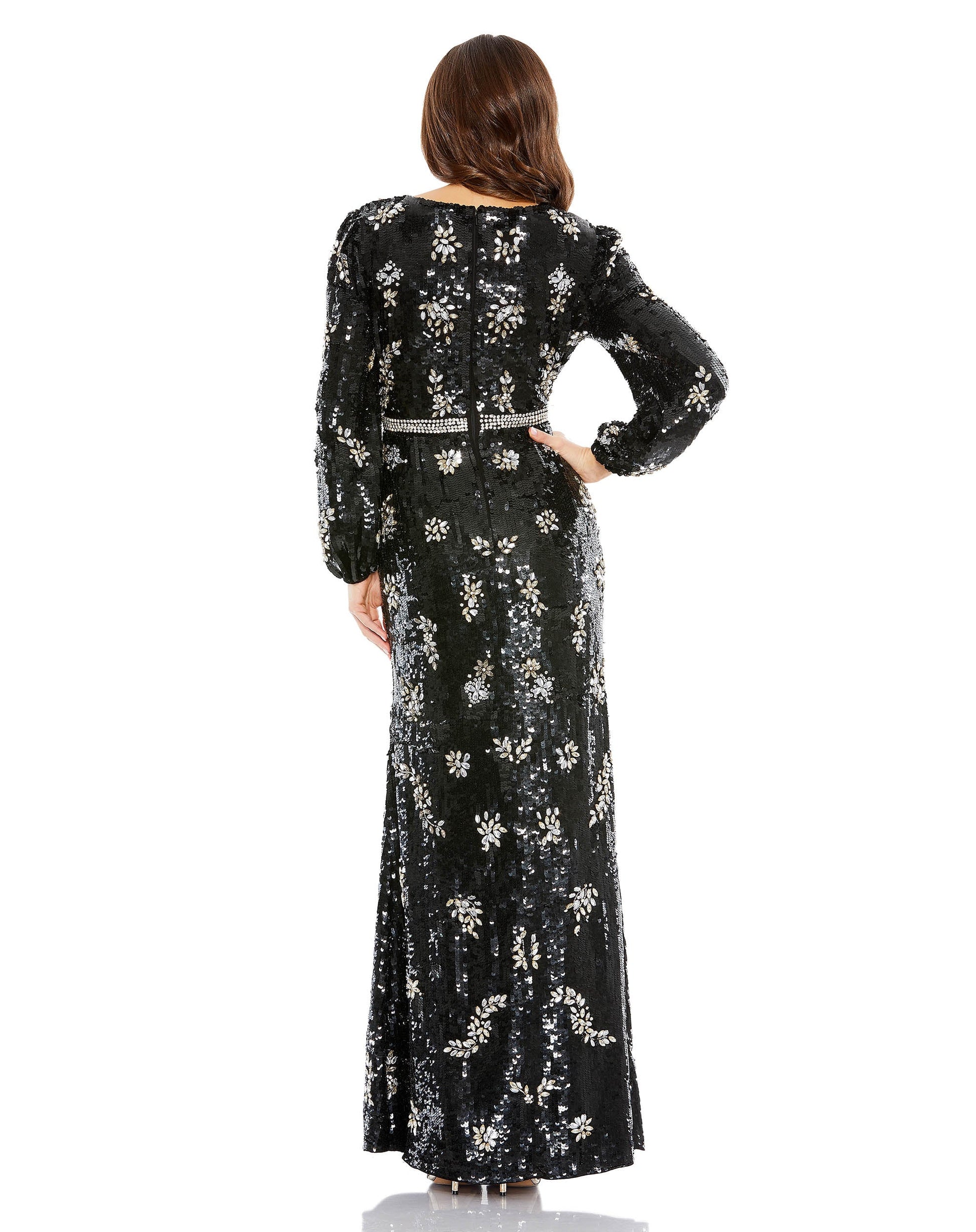 Mac Duggal 93616 Long Sleeve Formal Sequins Gown