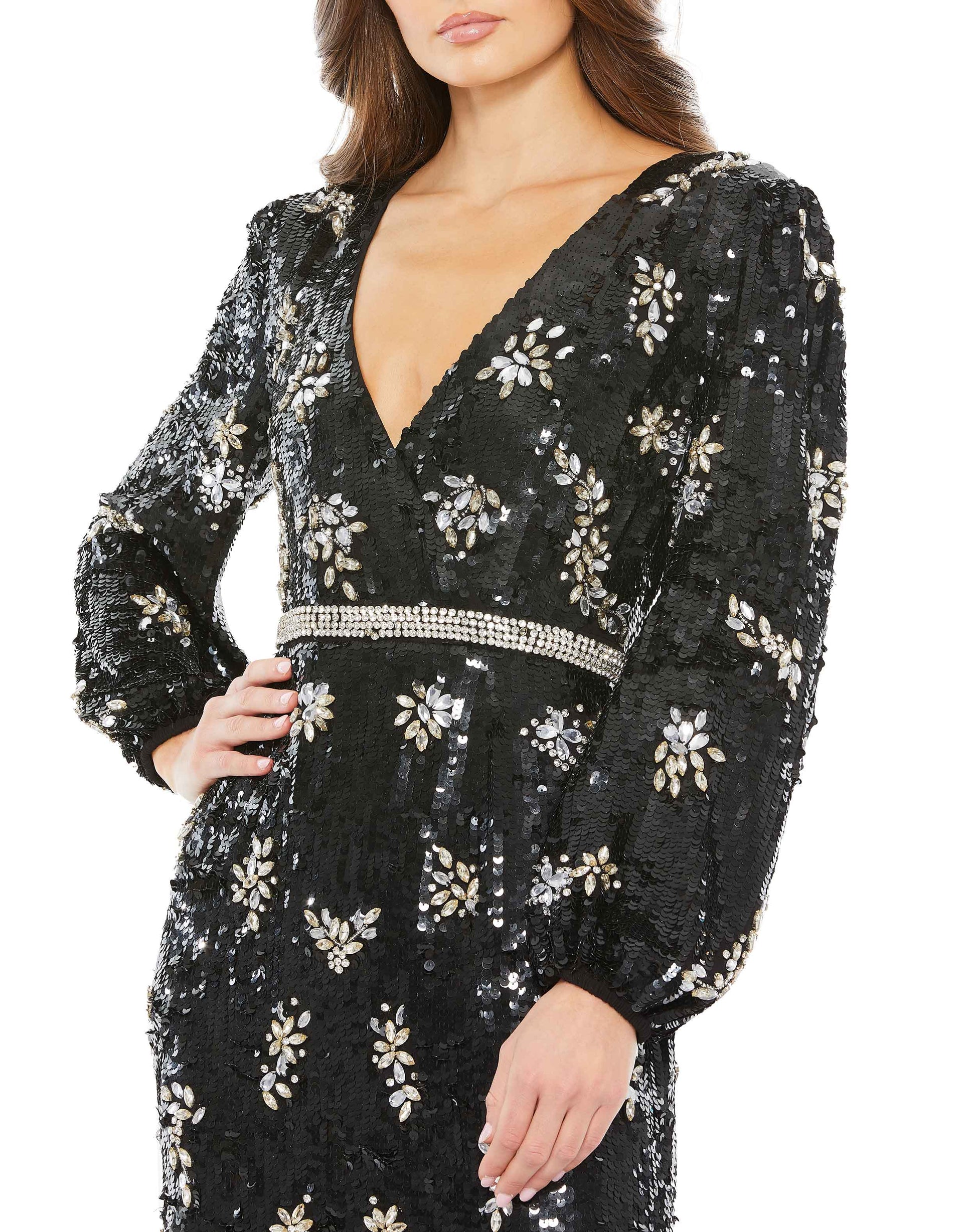 Mac Duggal 93616 Long Sleeve Formal Sequins Gown