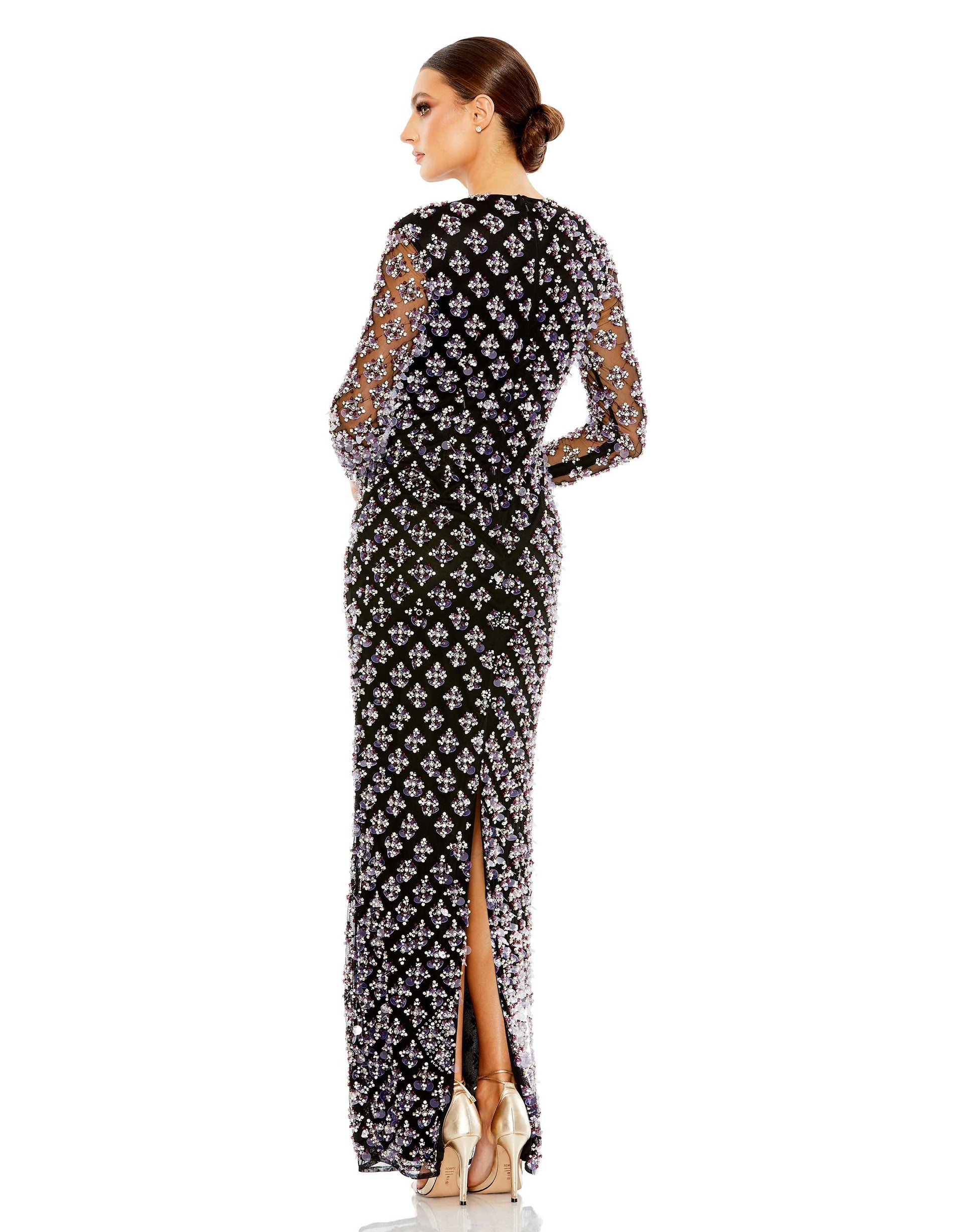 Mac Duggal 93618 Beaded Long Sleeve Formal Dress