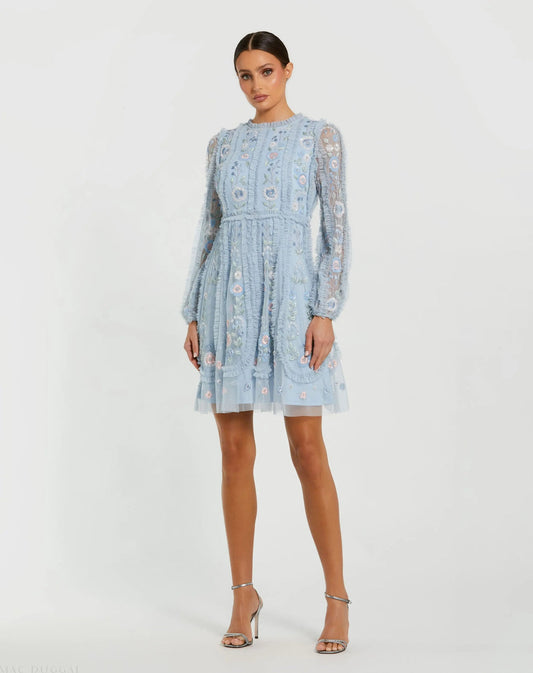 Cocktail Dresses Mini Short Homecoming Cocktail Ruffle Dress Powder Blue