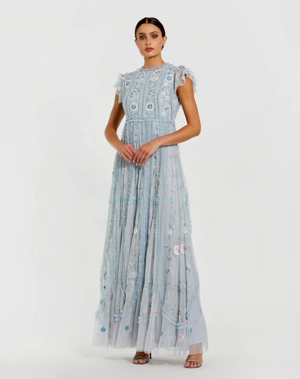 Crew Neck Floor-Length Tulle Formal A-Line Gown Mac Duggal 9366