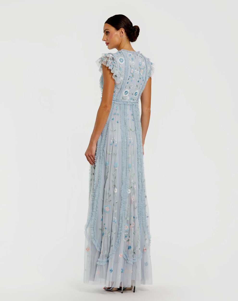 Crew Neck Floor-Length Tulle Formal A-Line Gown Mac Duggal 9366