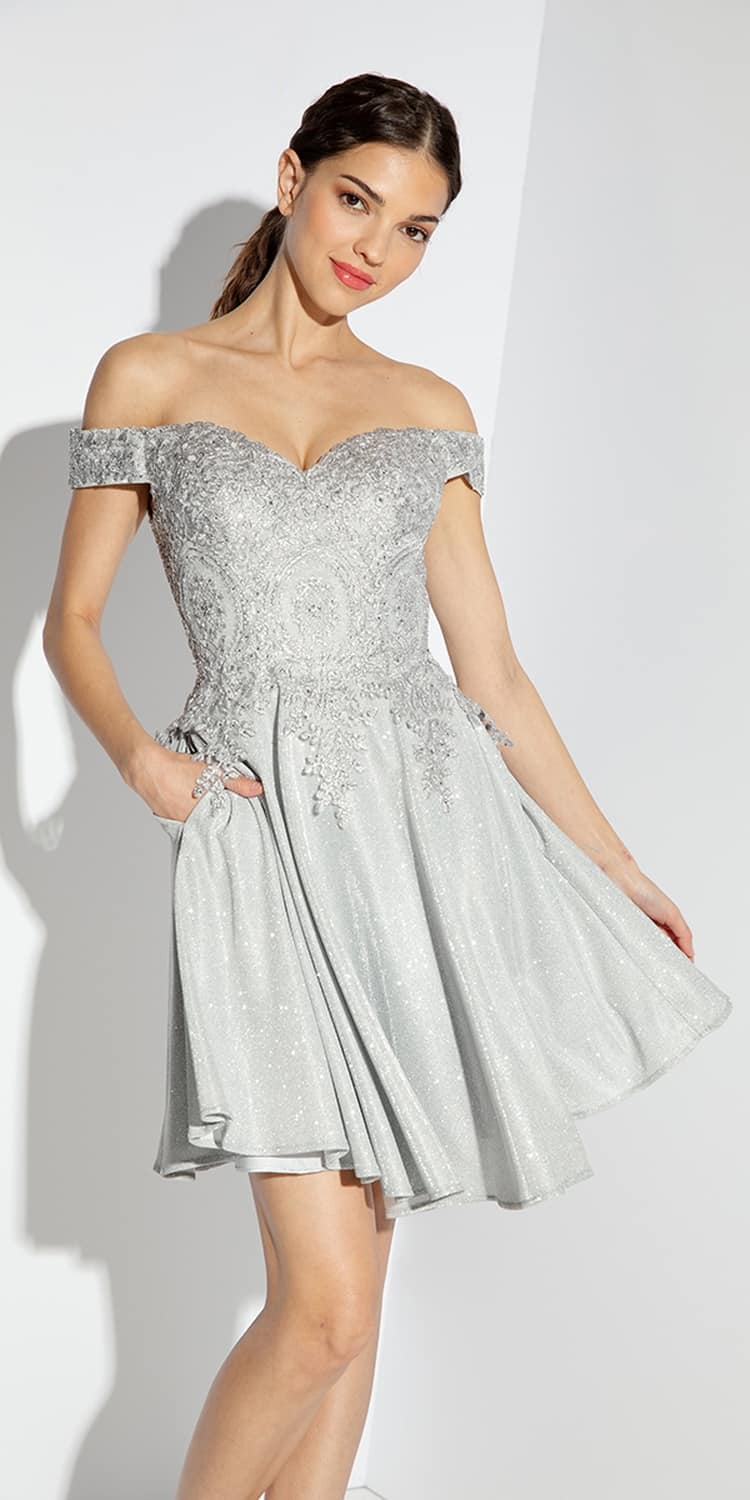 Cocktail Dresses Short A Line Lace Cocktail Dress Eureka Fashion 9366 Silver