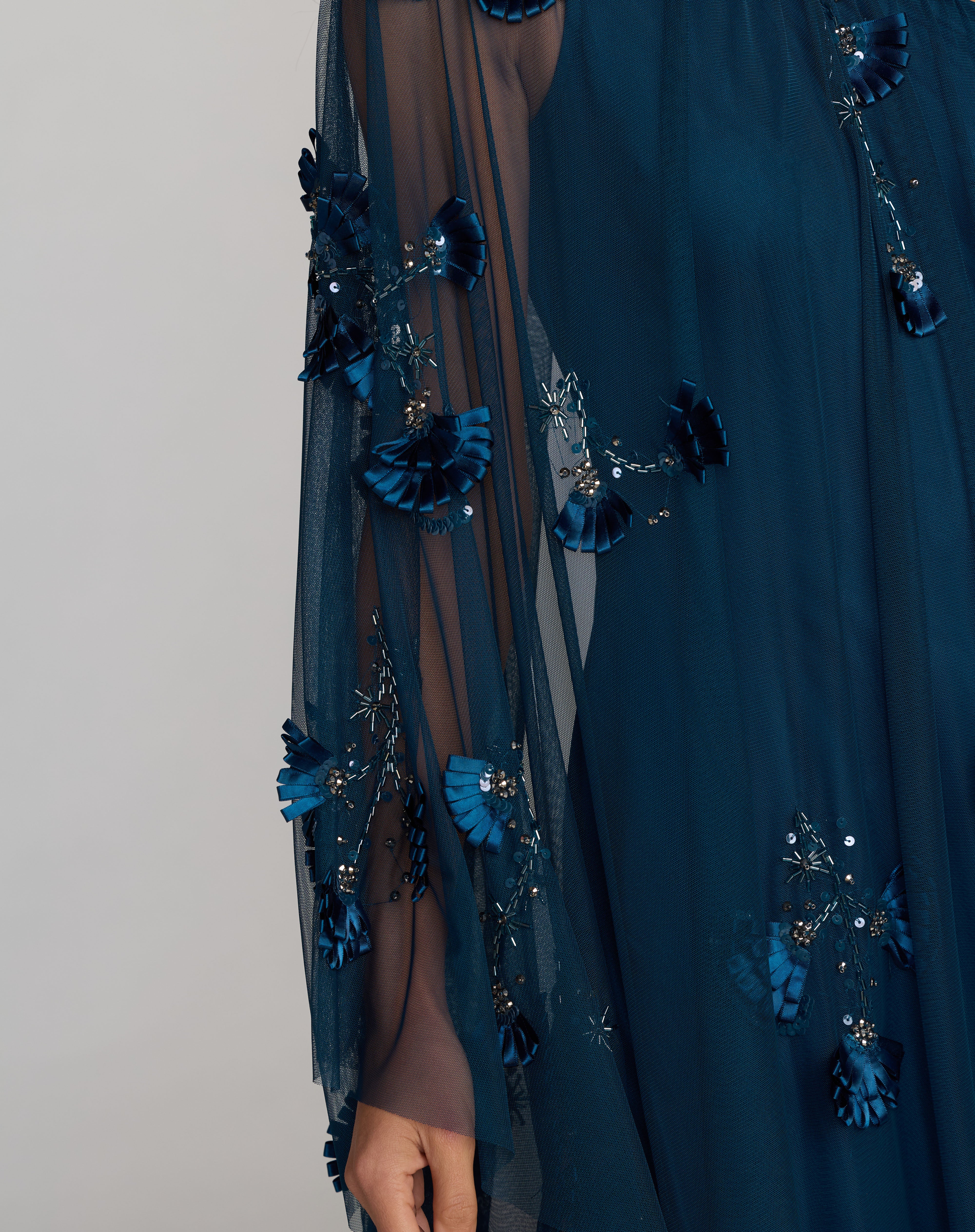 Twilight One-Shoulder Long Mesh Formal Dress Asymmetrical Cape Mac Duggal MD9374