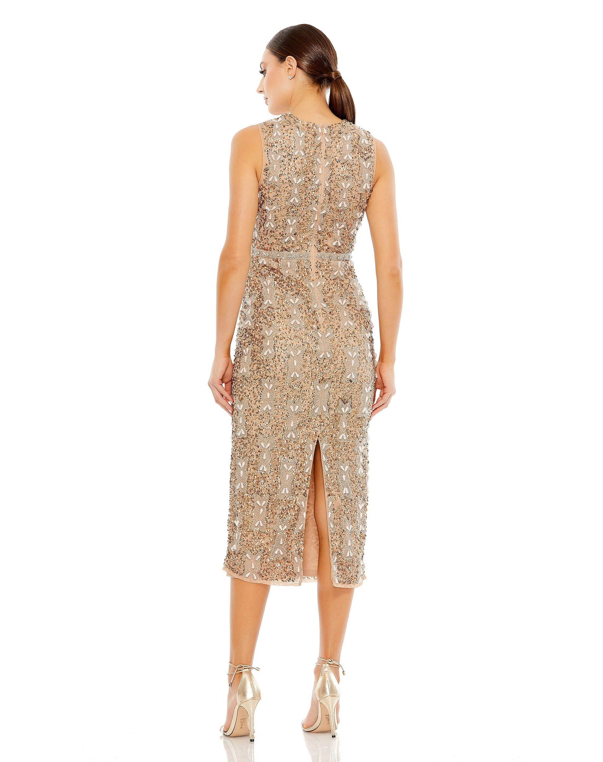 Mac Duggal 93764 Short Cocktail Sequin Beaded Midi Dress