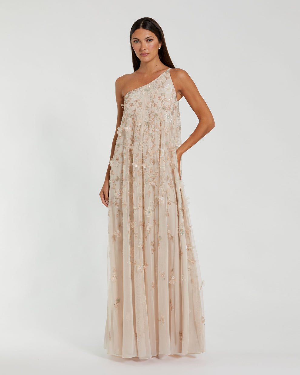 Formal Dresses Long Formal Floral A Line Prom Dress Mac Duggal 9381 Vanilla