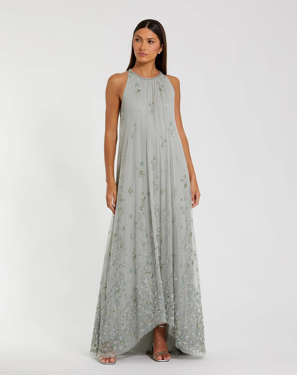 Formal Dresses Long Formal Beaded Floral Evening Dress Mac Duggal 9341 Sage