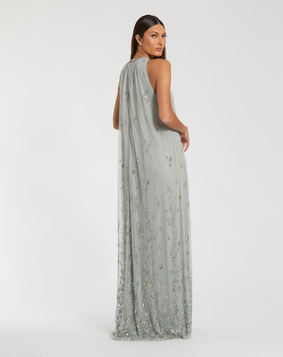 Formal Dresses Long Formal Beaded Floral Evening Dress Mac Duggal 9341 Sage