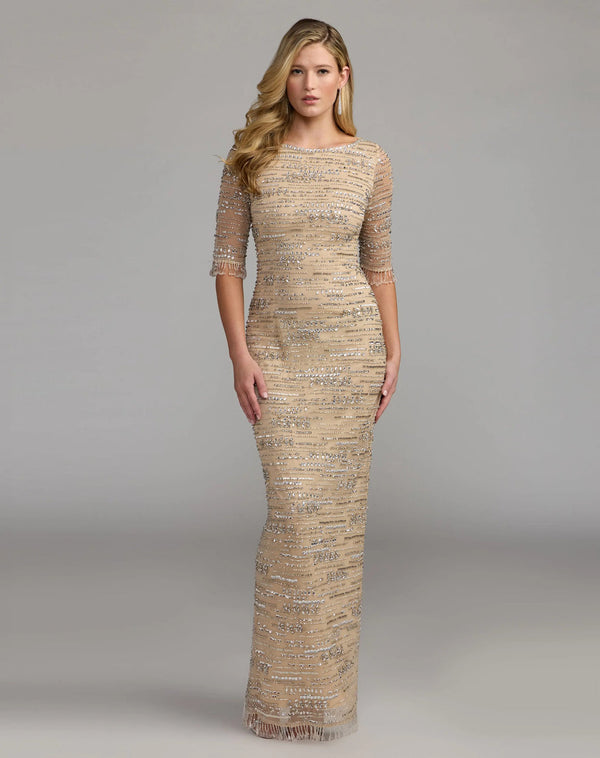 Bateau Floor-Length Sequin Formal Sheath Mac Duggal 93832