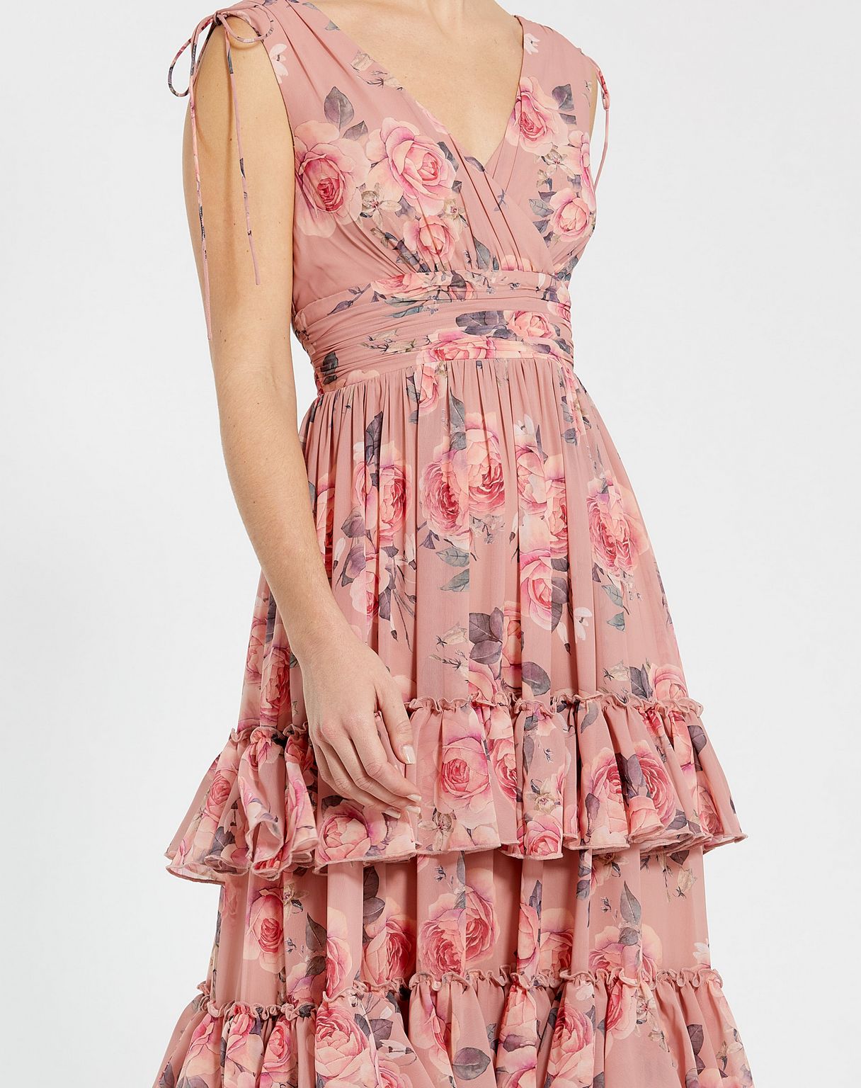 Mac Duggal 9386 Long Floral Print Formal A Line Tiered Dress