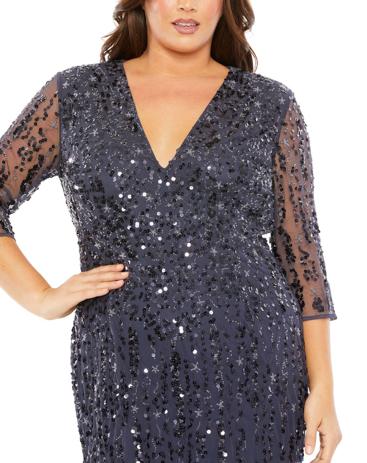 Mac Duggal 93871 Long Sequin Plus Size Formal Dress