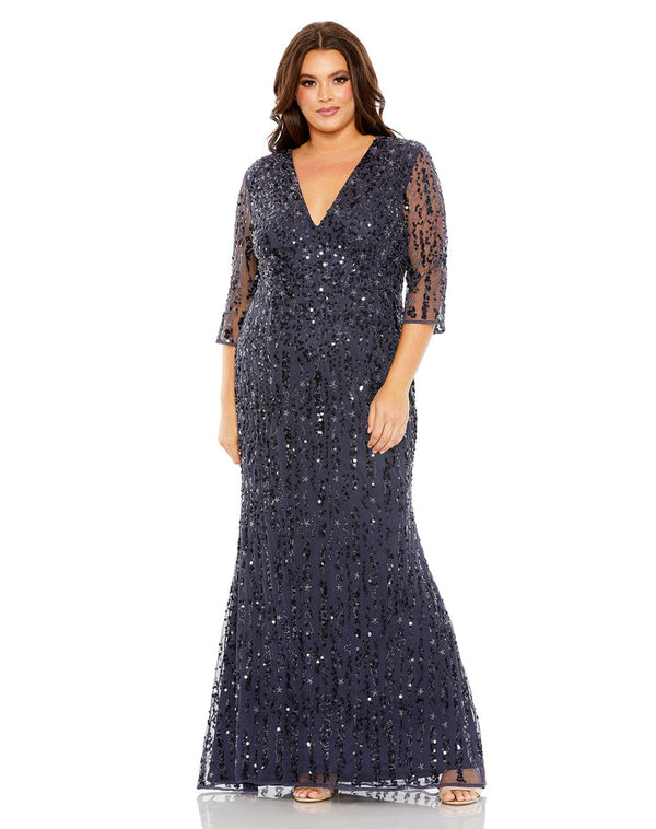 Long Sequin Plus Size Formal Dress–Sequin Plus Size Formal Long–Mac Duggal 93871