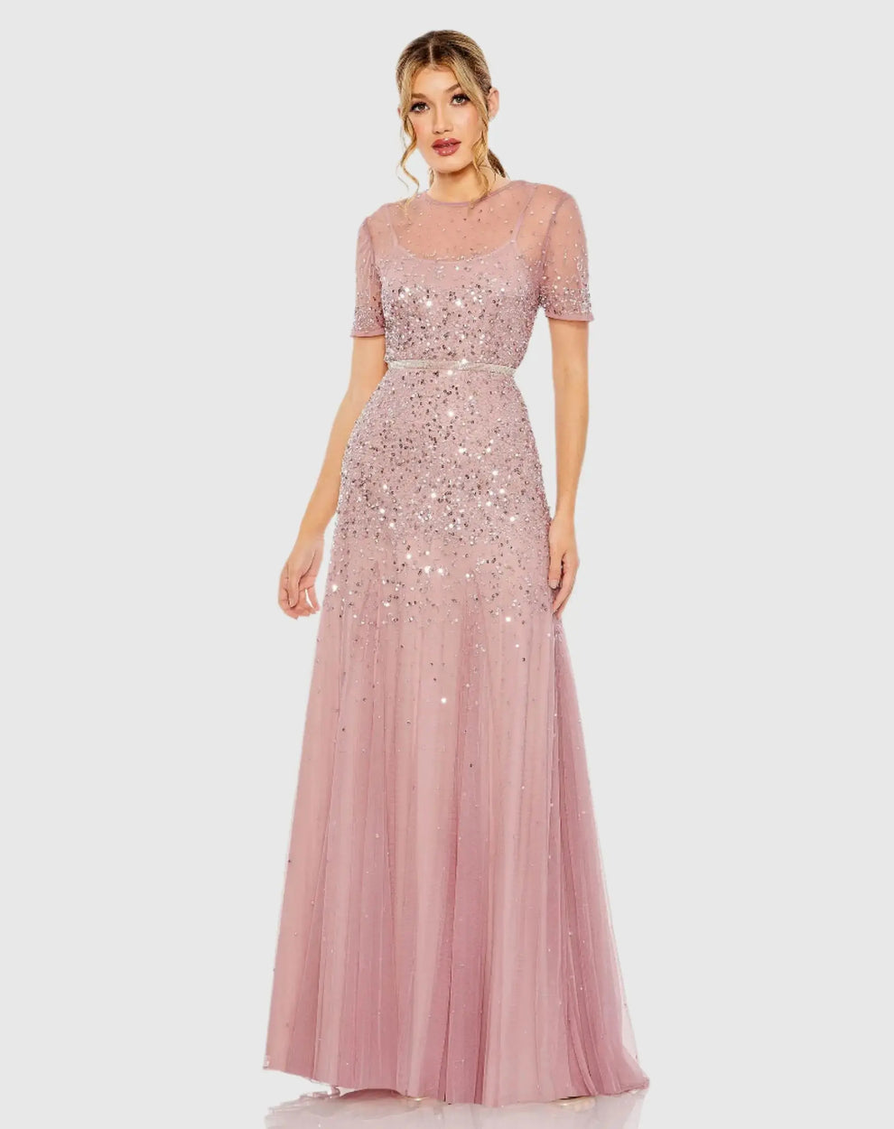 Formal Dresses Long Formal Beaded Evening Gown Rosewood