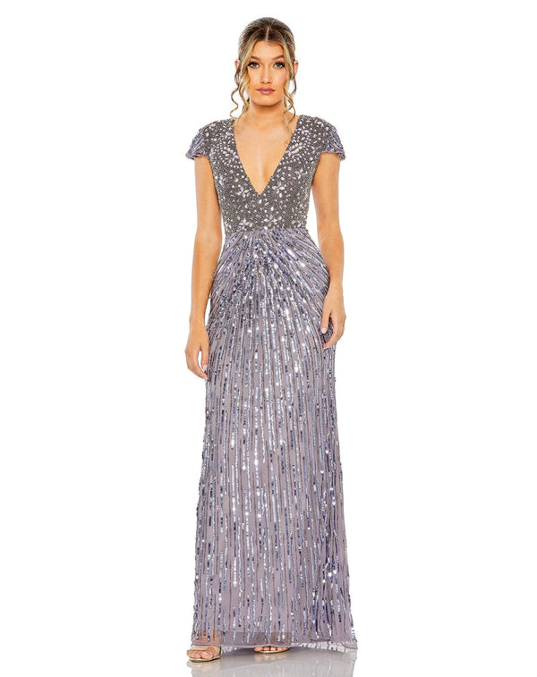 Long Beaded Sequin Dress Formal Prom Mac Duggal 93914