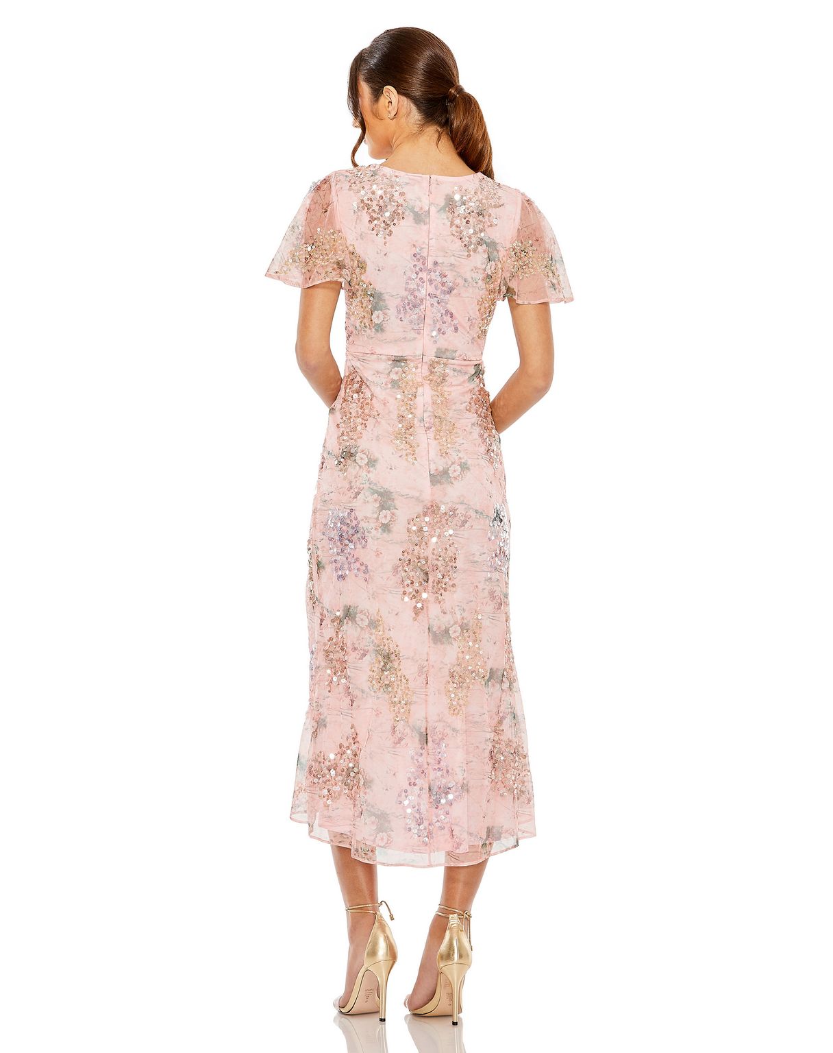Mac Duggal 93949 Tea Length Formal Floral Dress
