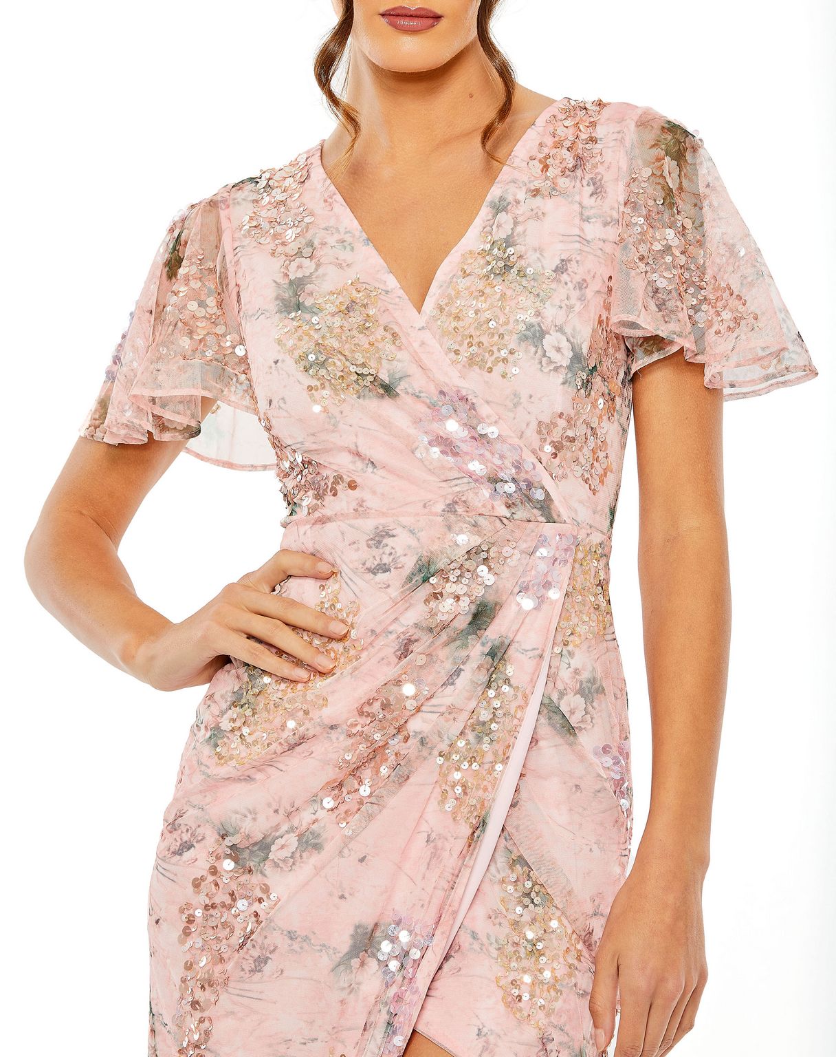 Mac Duggal 93949 Tea Length Formal Floral Dress