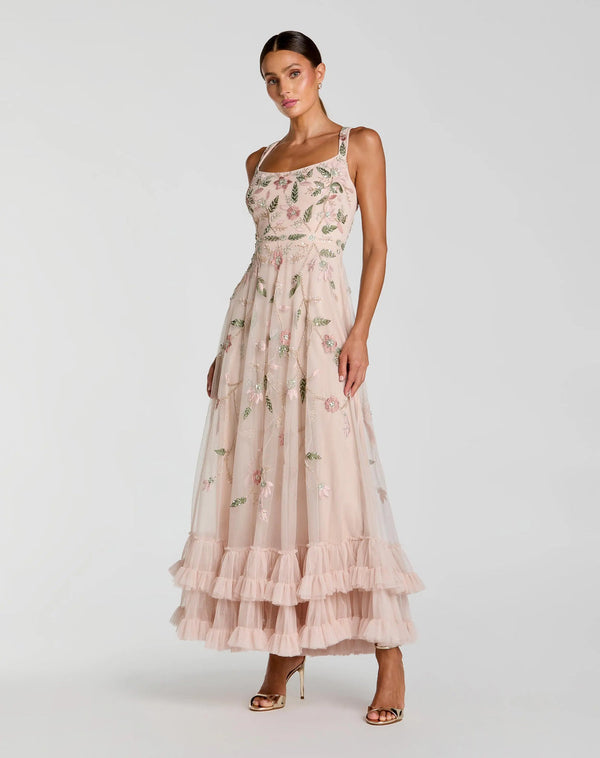 Square Neck Long Floral Embroidered Formal Dress by Mac Duggal 9402