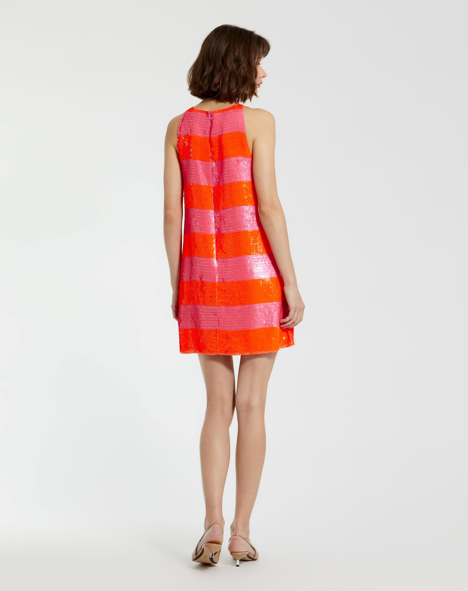 Mac Duggal 94093 Short Sequin Stripped Cocktail Mini Dress