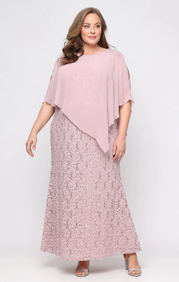 Sequin Floral Lace Evening Dress SL Fashions 9413121