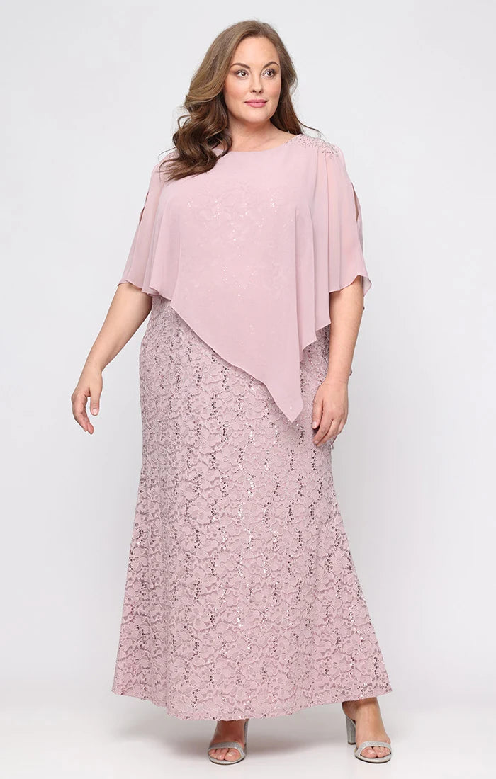 Sequin Floral Lace Evening Dress SL Fashions 9413121