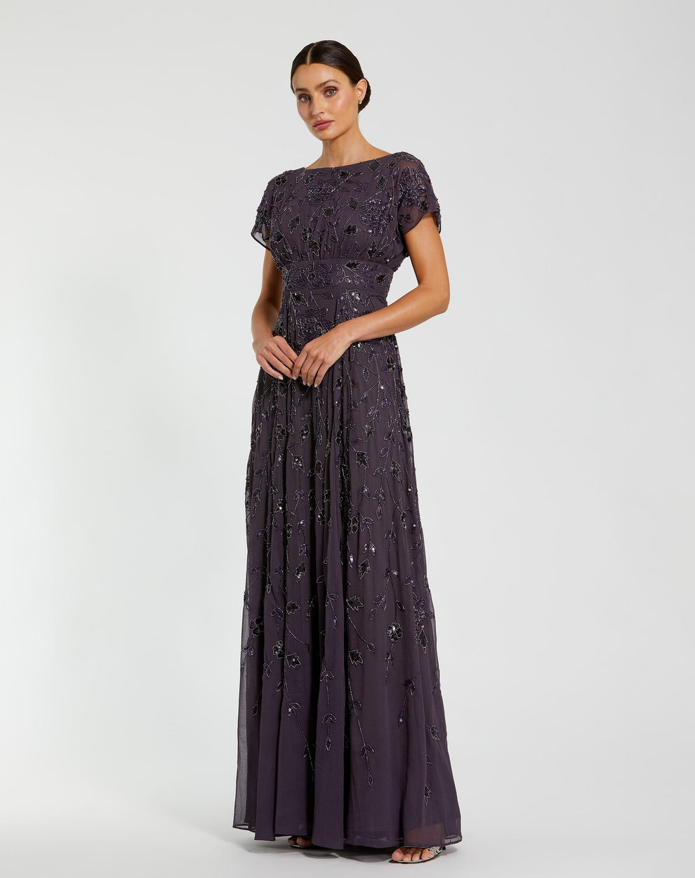V-Neck Floor-Length Chiffon Evening A-Line Mac Duggal 94140