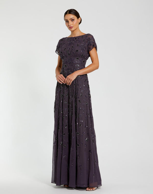 V-Neck Floor-Length Chiffon Evening A-Line Mac Duggal 94140