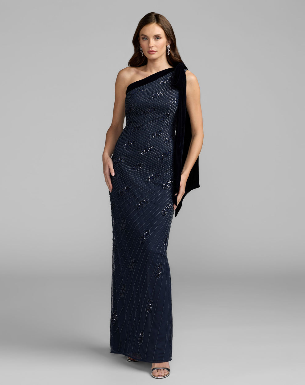 One-Shoulder Floor-Length Velvet Formal Mermaid Mac Duggal 94144