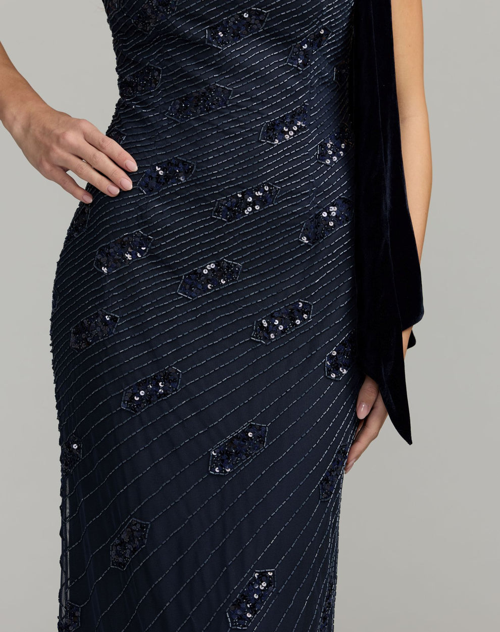 One-Shoulder Floor-Length Velvet Formal Mermaid Mac Duggal 94144