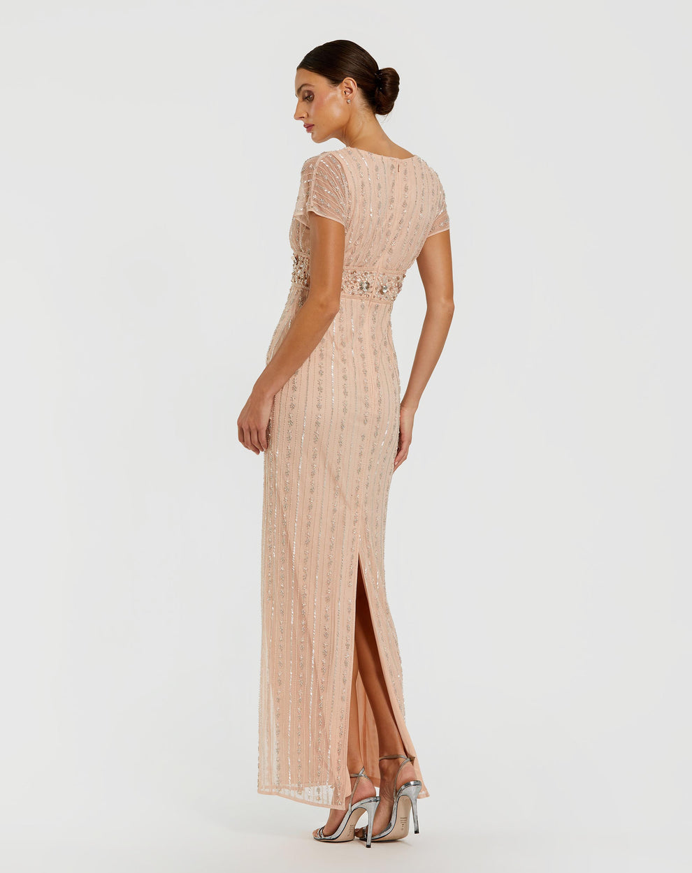 Mother of the Bride Dresses Fitted Long Formal Beaded Mother of the Bride Dress Mac Duggal 94147 Rose