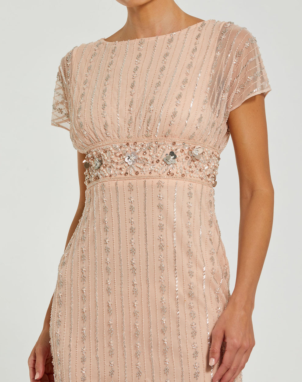 Mother of the Bride Dresses Fitted Long Formal Beaded Mother of the Bride Dress Mac Duggal 94147 Rose