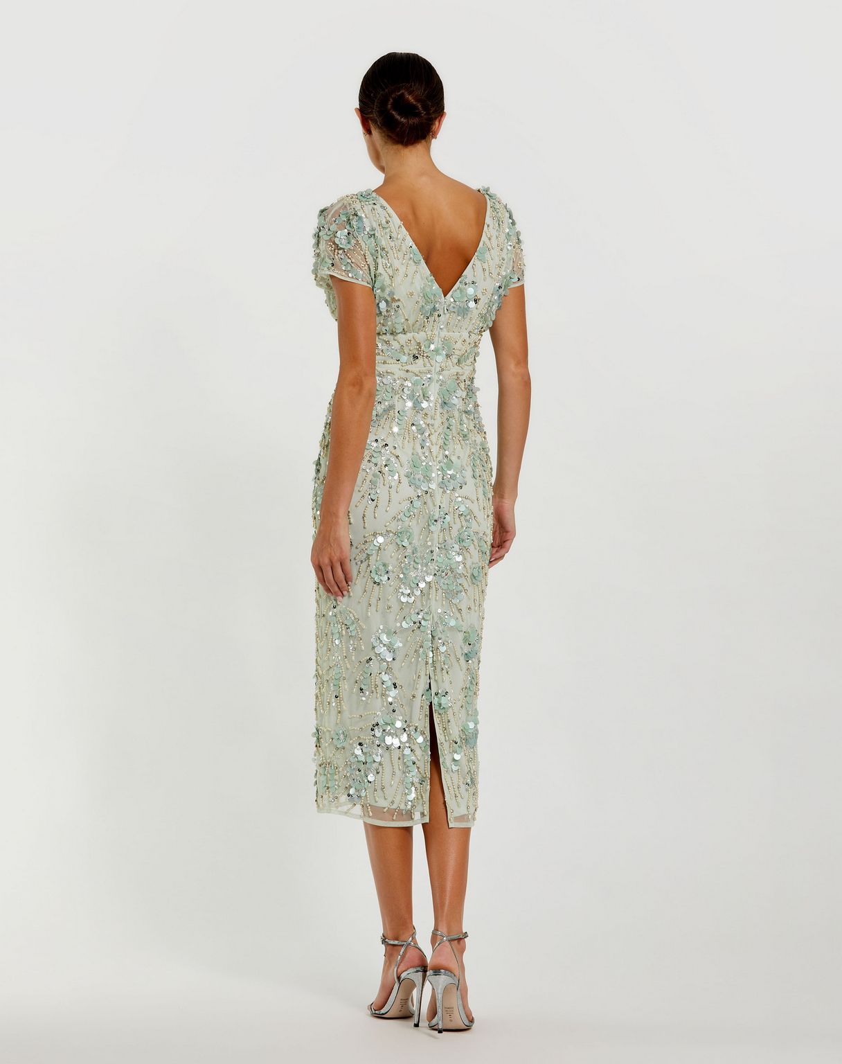 Mac Duggal 94150 Beaded Tea Length Cocktail Midi Dress