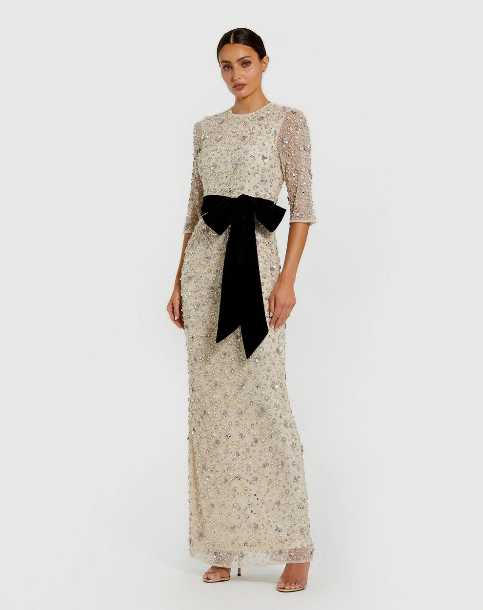 Mother of the Bride Dresses Long Formal Sequin Mother of the Bride Dress Oyster Black