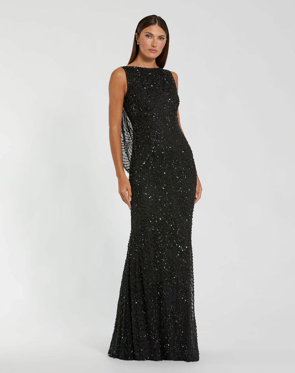 Crew/High-Neck Floor-Length Sequin Formal Mermaid Mac Duggal 94182