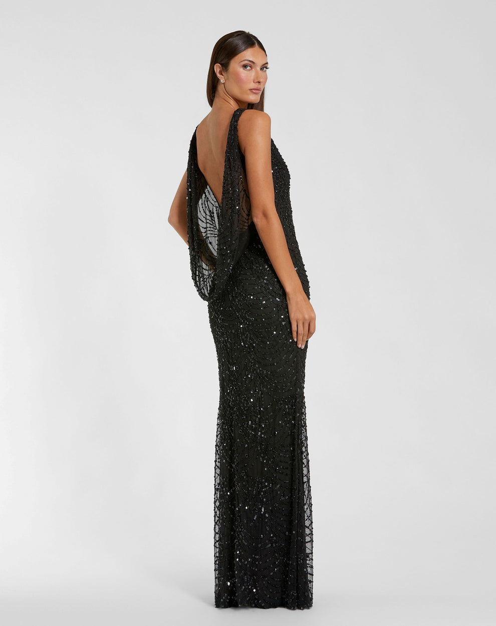 Crew/High-Neck Floor-Length Sequin Formal Mermaid Mac Duggal 94182
