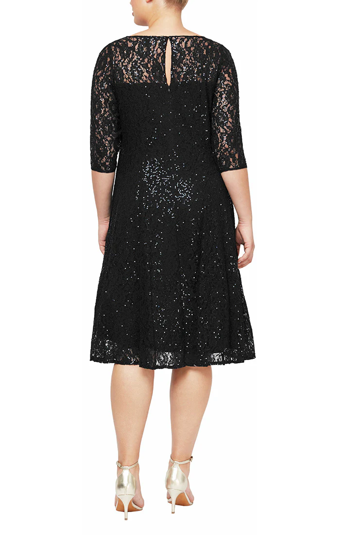 SL Fashions 9419133 Plus Size Sequin Lace Cocktail Dress