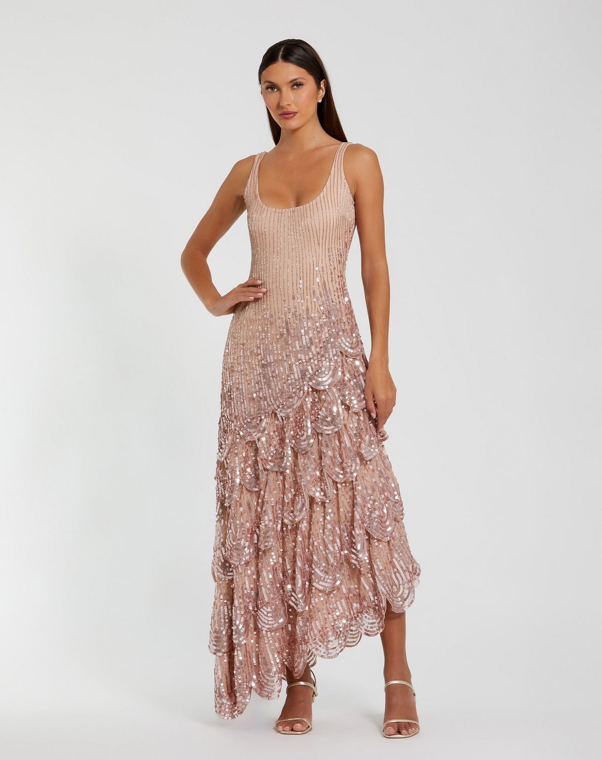 Mac Duggal 94195 Cocktail High Low Ruffle Midi Dress