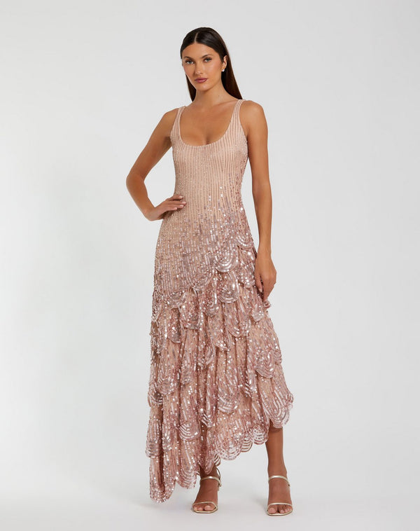 High Low Ruffle Dress Cocktail Midi Mac Duggal 94195