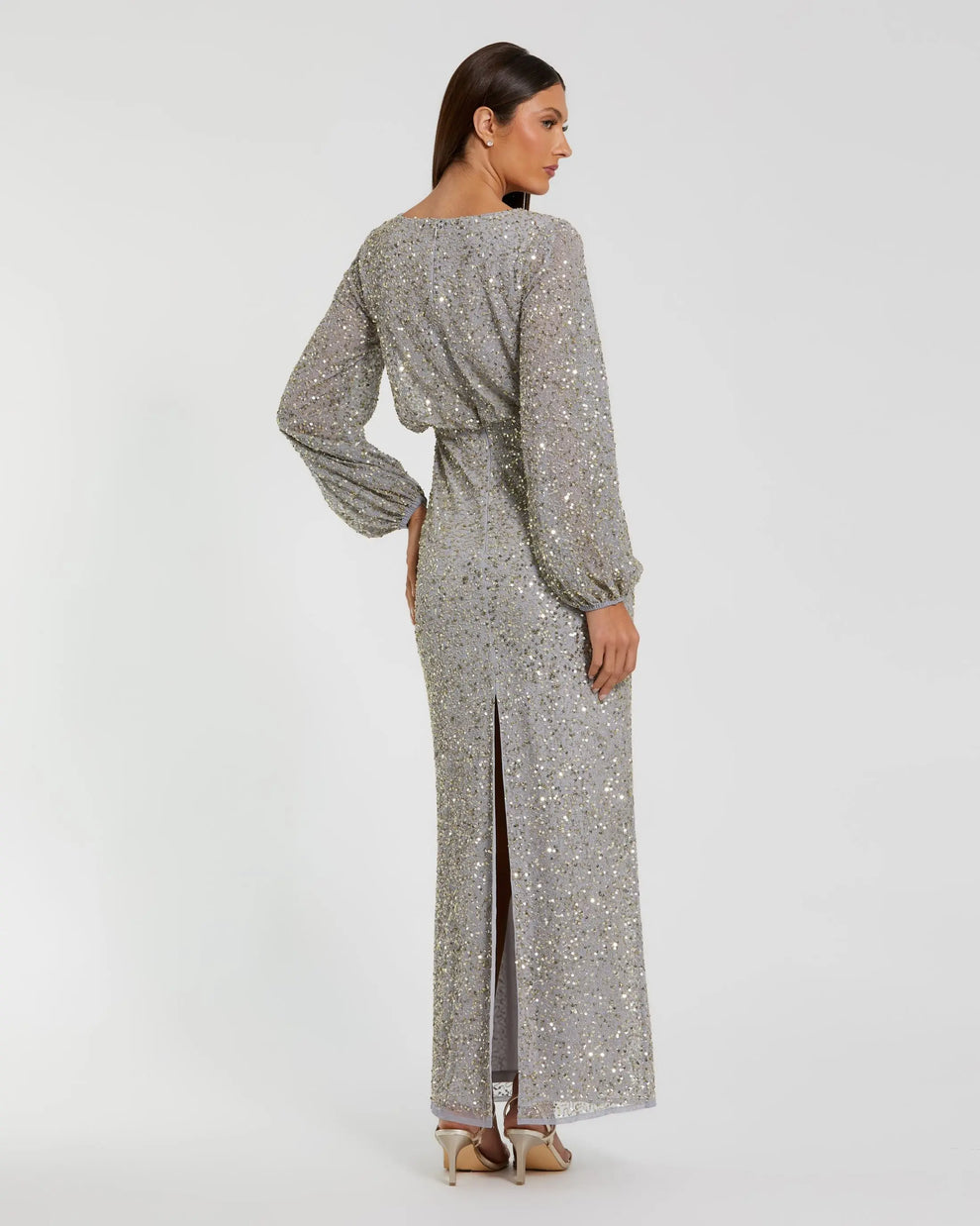 Crew/High-Neck Floor-Length Sequin Formal Sheath/Column Mac Duggal 94203