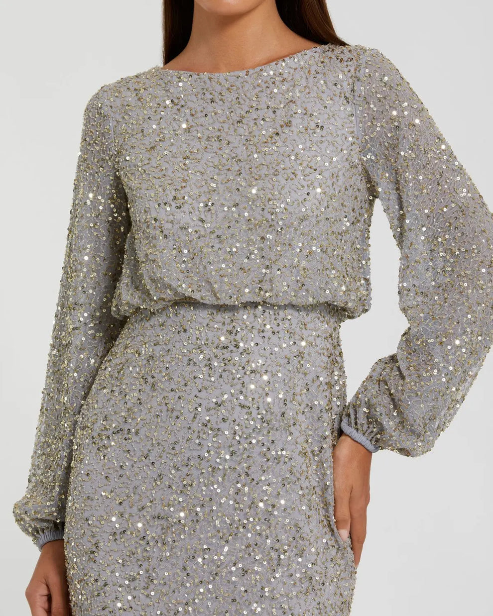 Crew/High-Neck Floor-Length Sequin Formal Sheath/Column Mac Duggal 94203