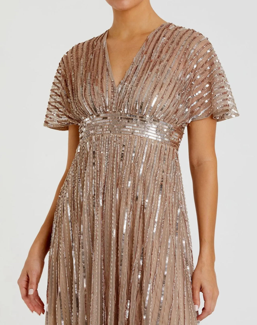 Mother of the Bride Dresses Beaded Long Sequin Formal Mother of the Bride Dress Mac Duggal 94204 Taupe