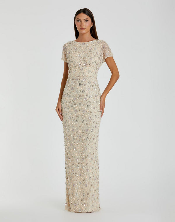 Long Floral Evening Dress Fitted Mac Duggal 94205
