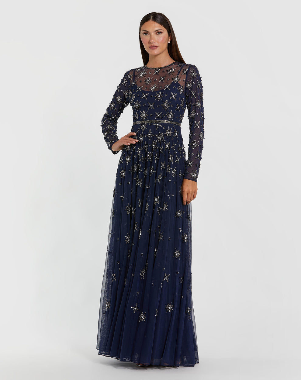 Mother of the Bride Dresses Formal Long Beaded Mother of the Bride Dress Midnight