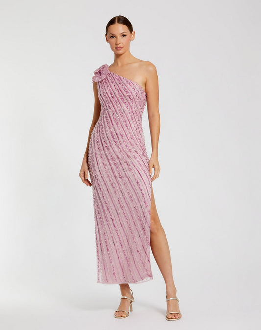 Cocktail Dresses Fitted Tea Length High Slit Cocktail Dress Orchid