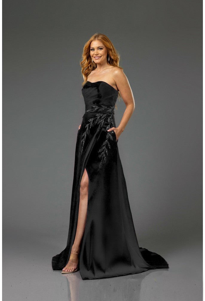 Prom Dresses A Line Long Beaded Formal Applique Prom Dress Black