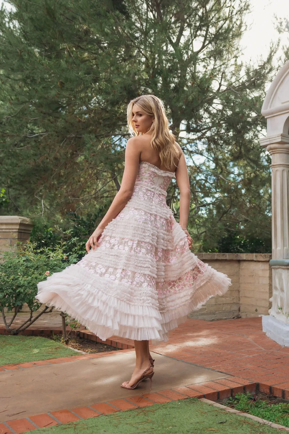 Strapless Ankle Floral Cocktail Dress by Mac Duggal 94252 in Blush Multi
