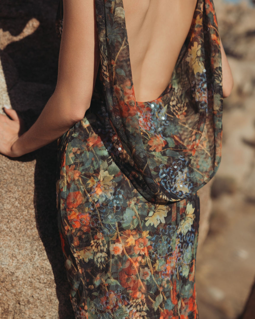 Formal Dresses Formal Long Floral Printed Evening Dress Charcoal Multi