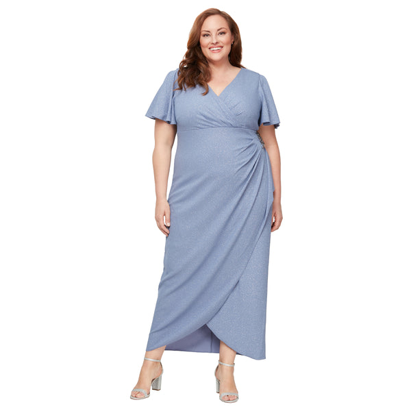 SL Fashions 9427212 Long Formal Plus Size Glitter Dress