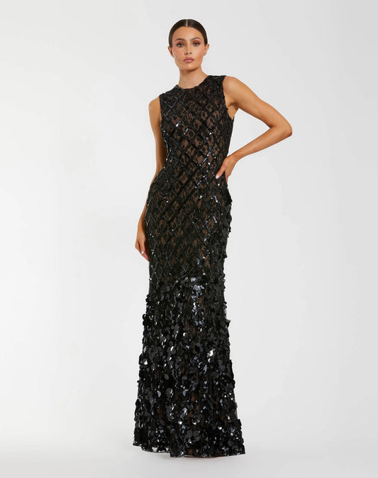 Formal Dresses Long Sequin Formal Mermaid Evening Dress Black Nude