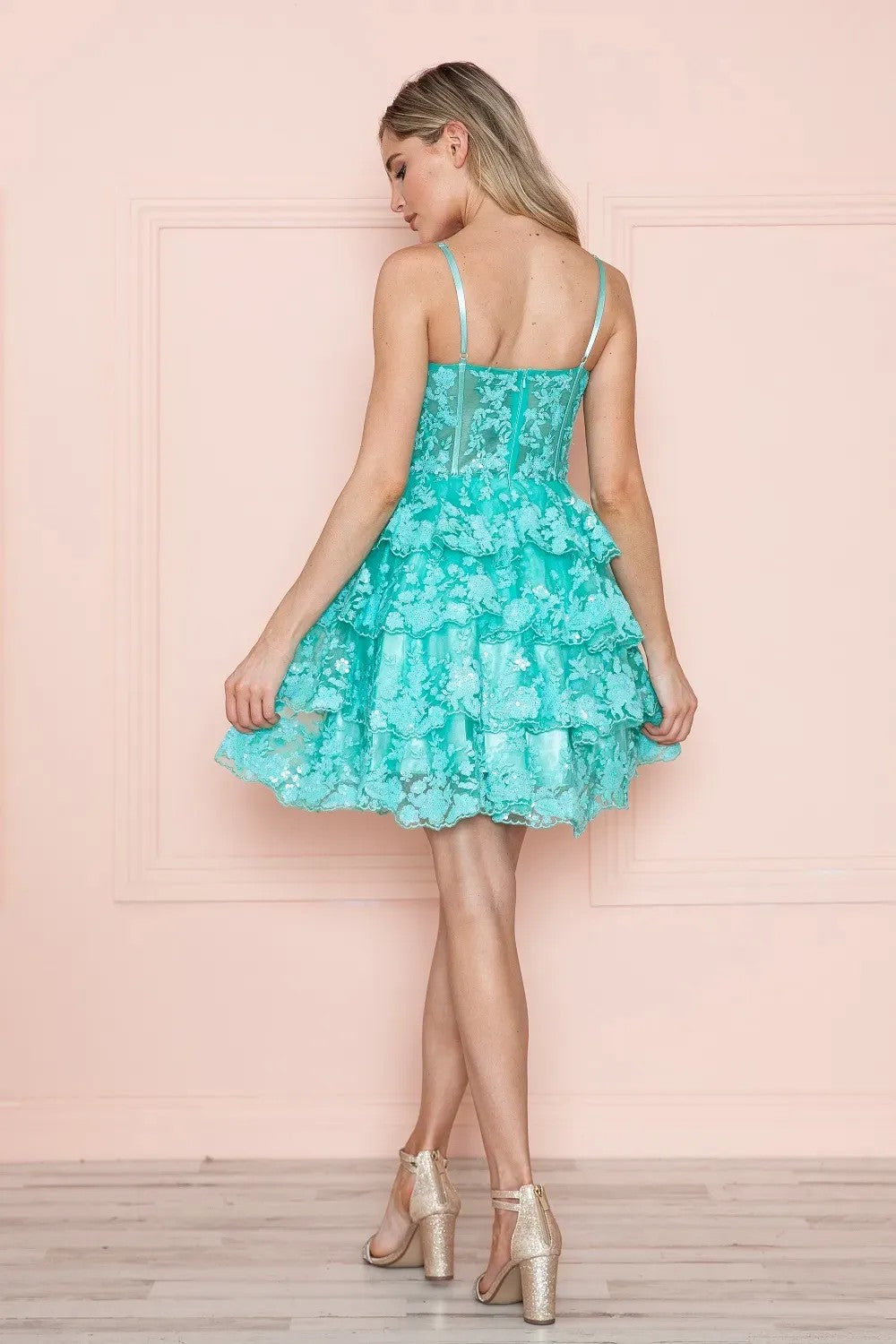 Poly USA 9432 Prom A Line Homecoming Short Corset Cocktail Dress
