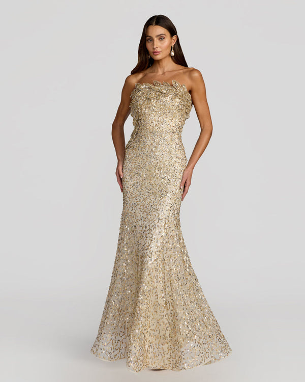 Strapless Curved Neck Floor-Length Sequin Formal Mermaid/Trumpet Mac Duggal 94325